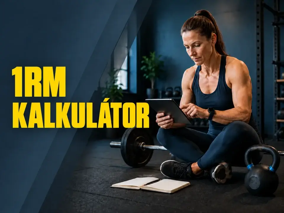 1RM kalkulátor – edzőtermi környezetben tabletet használó nő